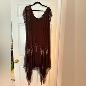 super fun brown sheer beaded dress, flapper costume!